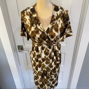 Roberto Cavalli Brown & White Wrap Dress- 38/US 4